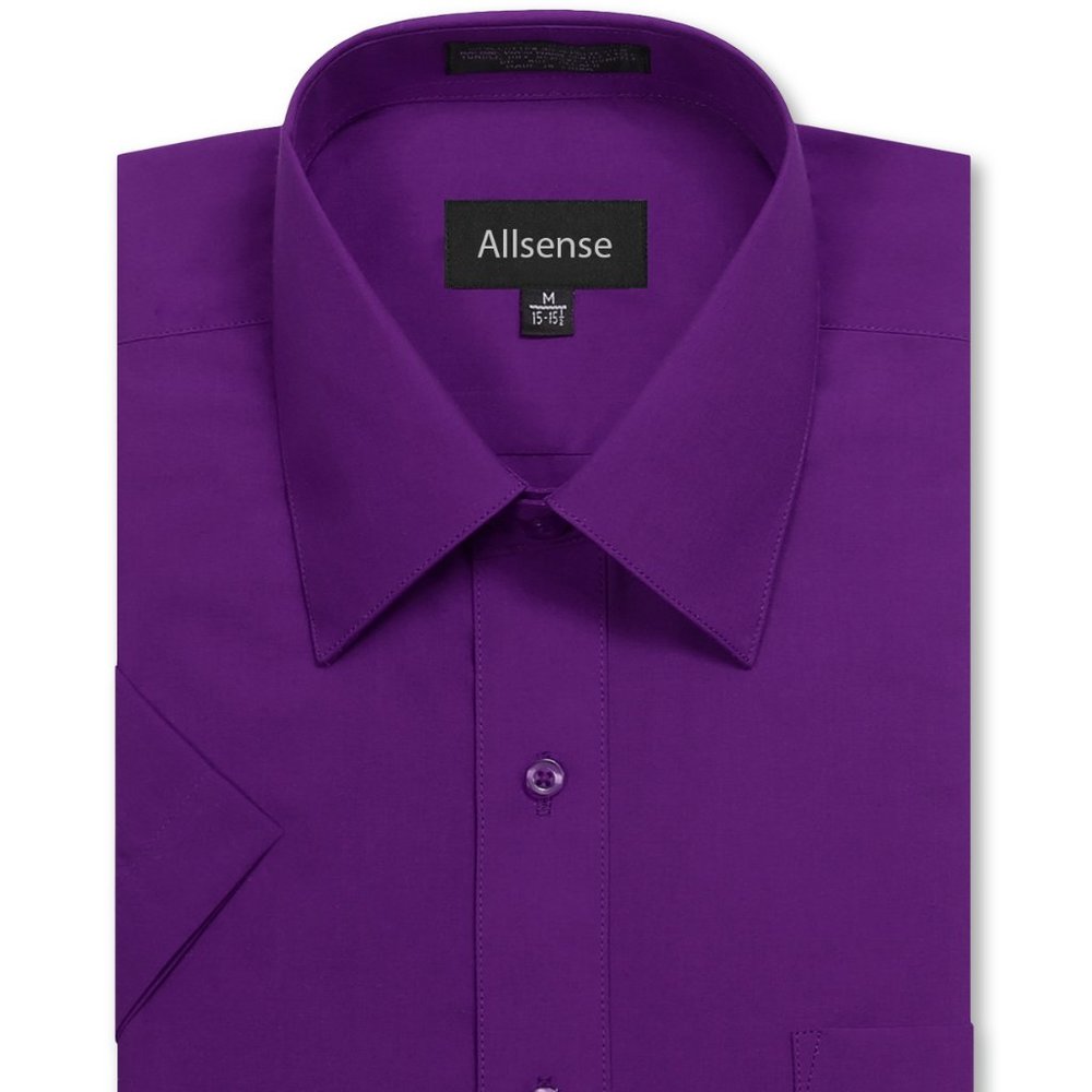 Men's Regular Fit Short-Sleeve Dress shirt Purple